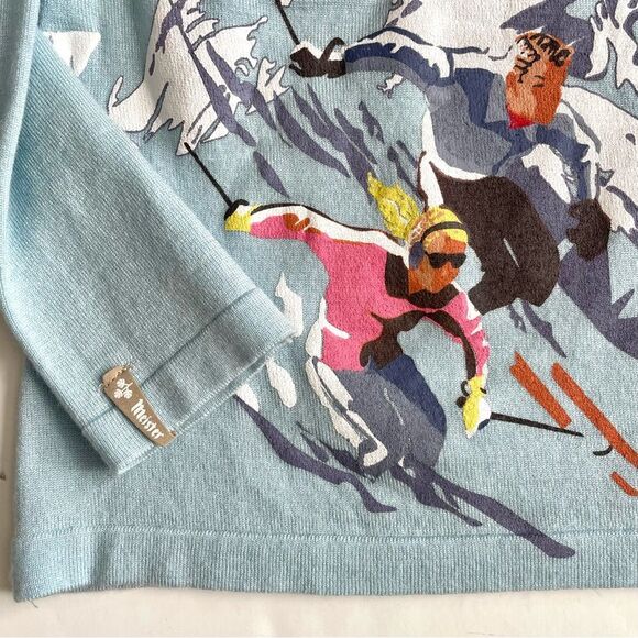 Meister Montage Winter Ski Blue Wool Spandex Blend Sweater Size M - Picture 6 of 10